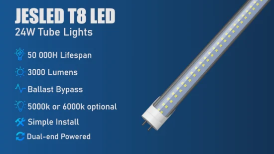 Jesled T8-Röhrenbeleuchtung, 24 W, 1200 mm, 3000 lm, fluoreszierende LED-Lampe